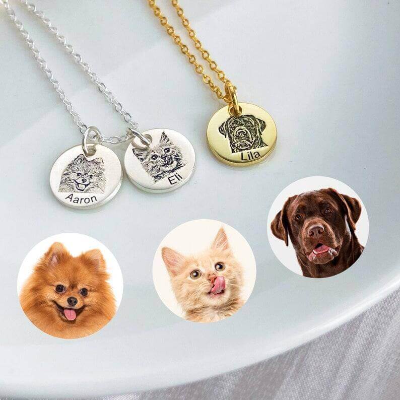 Custom Pet Photo Necklace Engraving | Personalized Memorial Jewelry