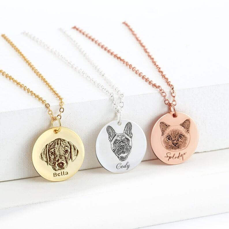 Custom Pet Photo Necklace Engraving | Personalized Memorial Jewelry