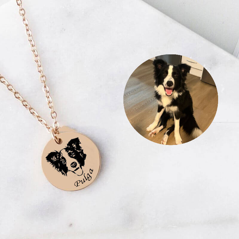 Custom Pet Photo Necklace Engraving | Personalized Memorial Jewelry