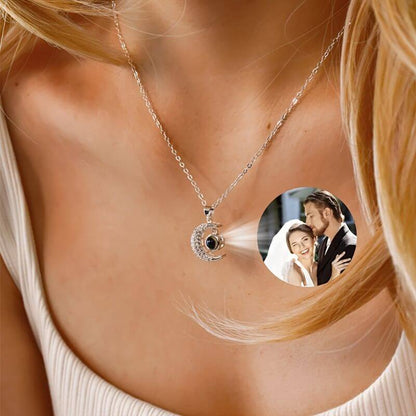 Custom Photo Moon Necklace - Eye-Visible & Phone-Projection Pendant