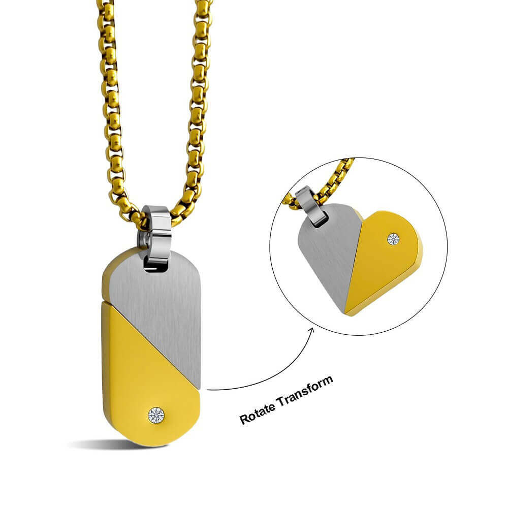 Custom Rotating Name Necklace - Transformable Heart Pendant