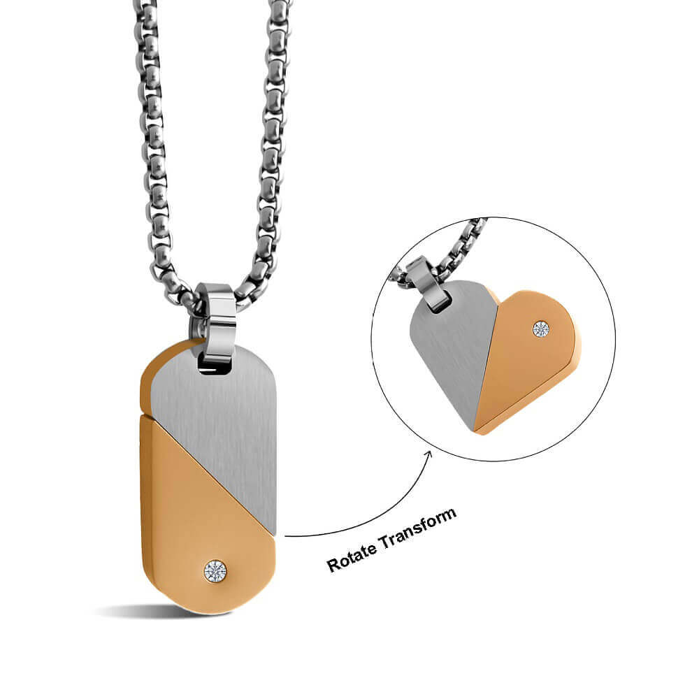 Custom Rotating Name Necklace - Transformable Heart Pendant