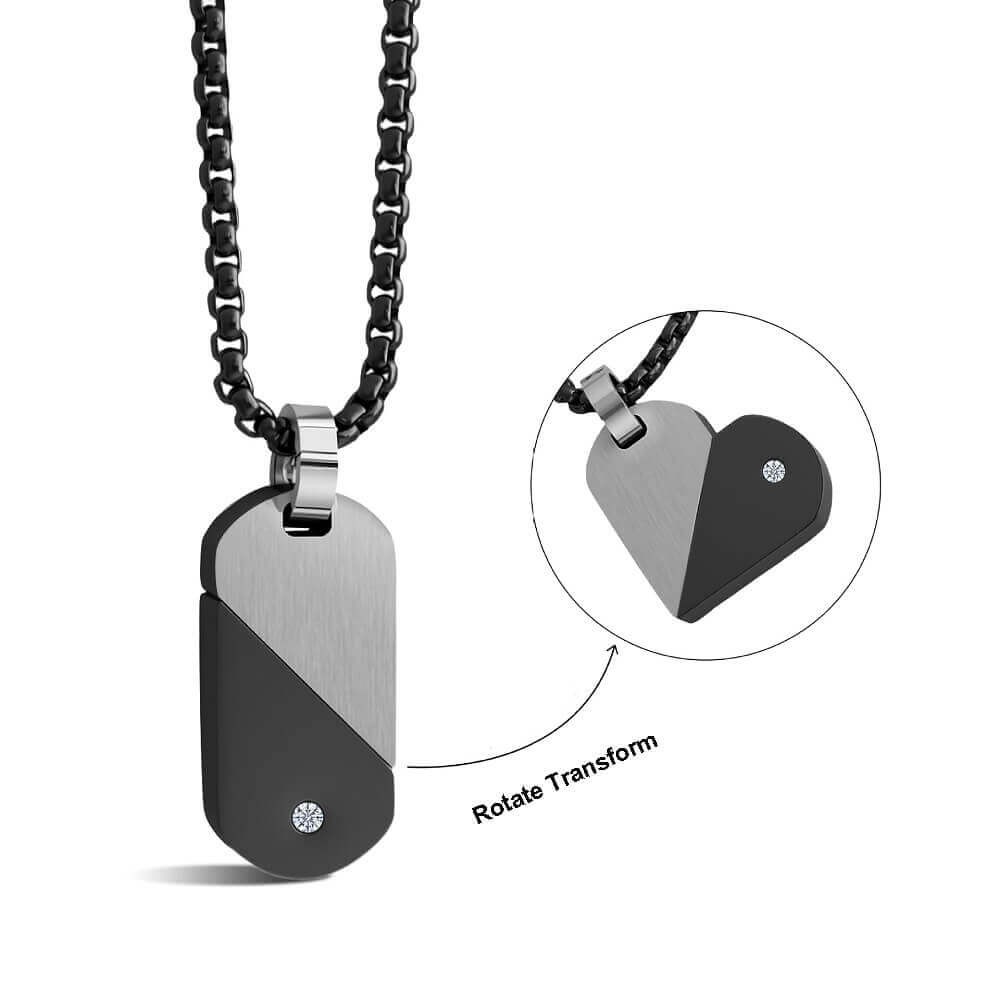 Custom Rotating Name Necklace - Transformable Heart Pendant
