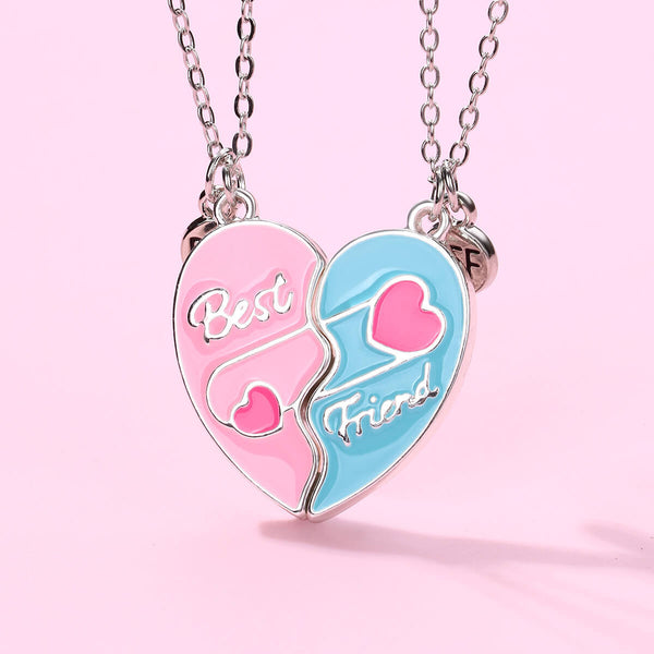Cute color magnetic BFF necklaces two piece friendship necklace set colorful trendy