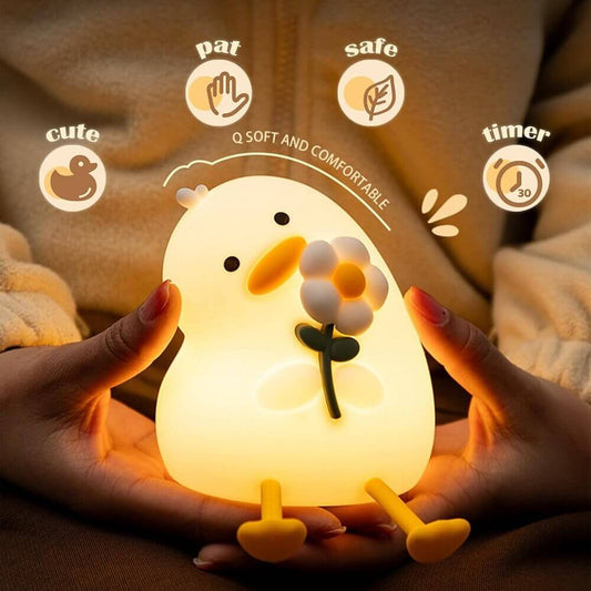 Cute Duck Dimmable Night Light with Timer & Phone Holder