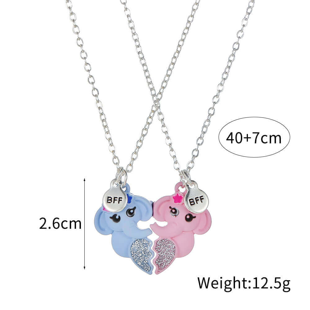 Cute Elephant Necklace for Two BFF