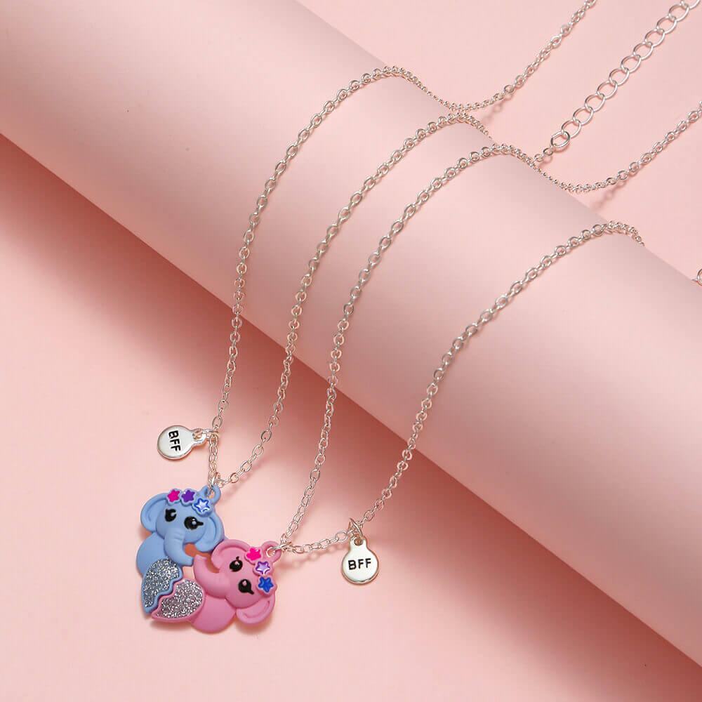 Cute Elephant Necklace for Two BFF