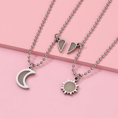 Cute Sun and Moon Magnetic Necklace