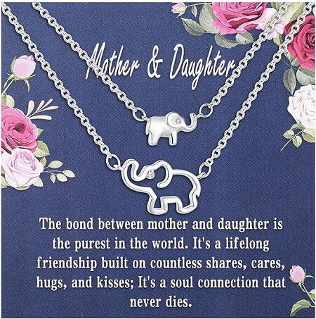 Mother Daughter Elephant Matching Necklace