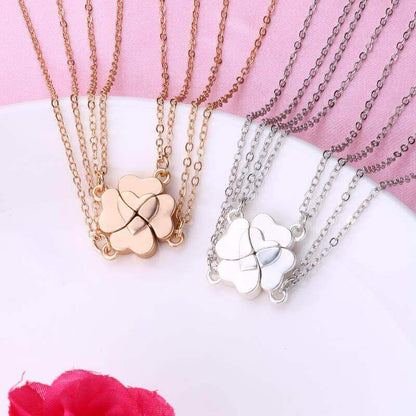 Four-Leaf Clover Heart Magnetic Necklace for Four People