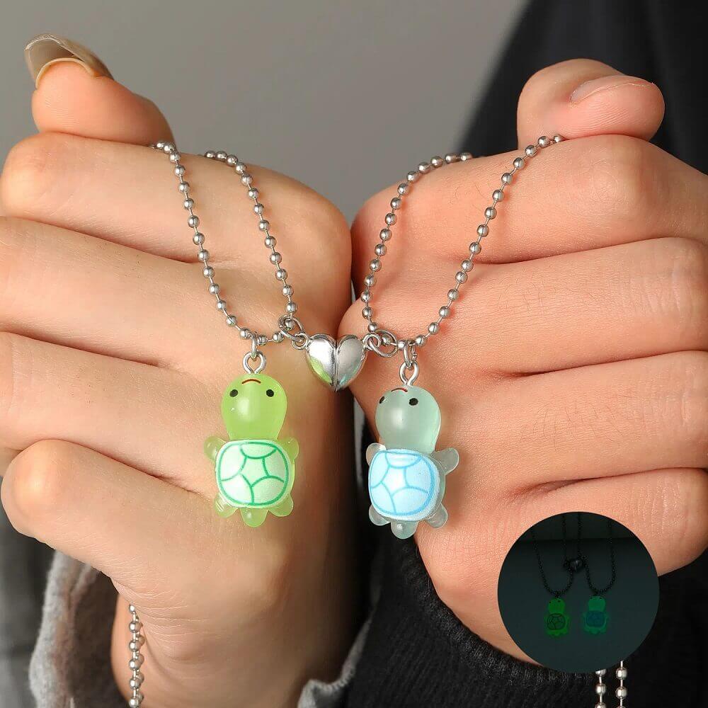 Glow-in-the-Dark Turtle BFF Necklaces - Magnetic