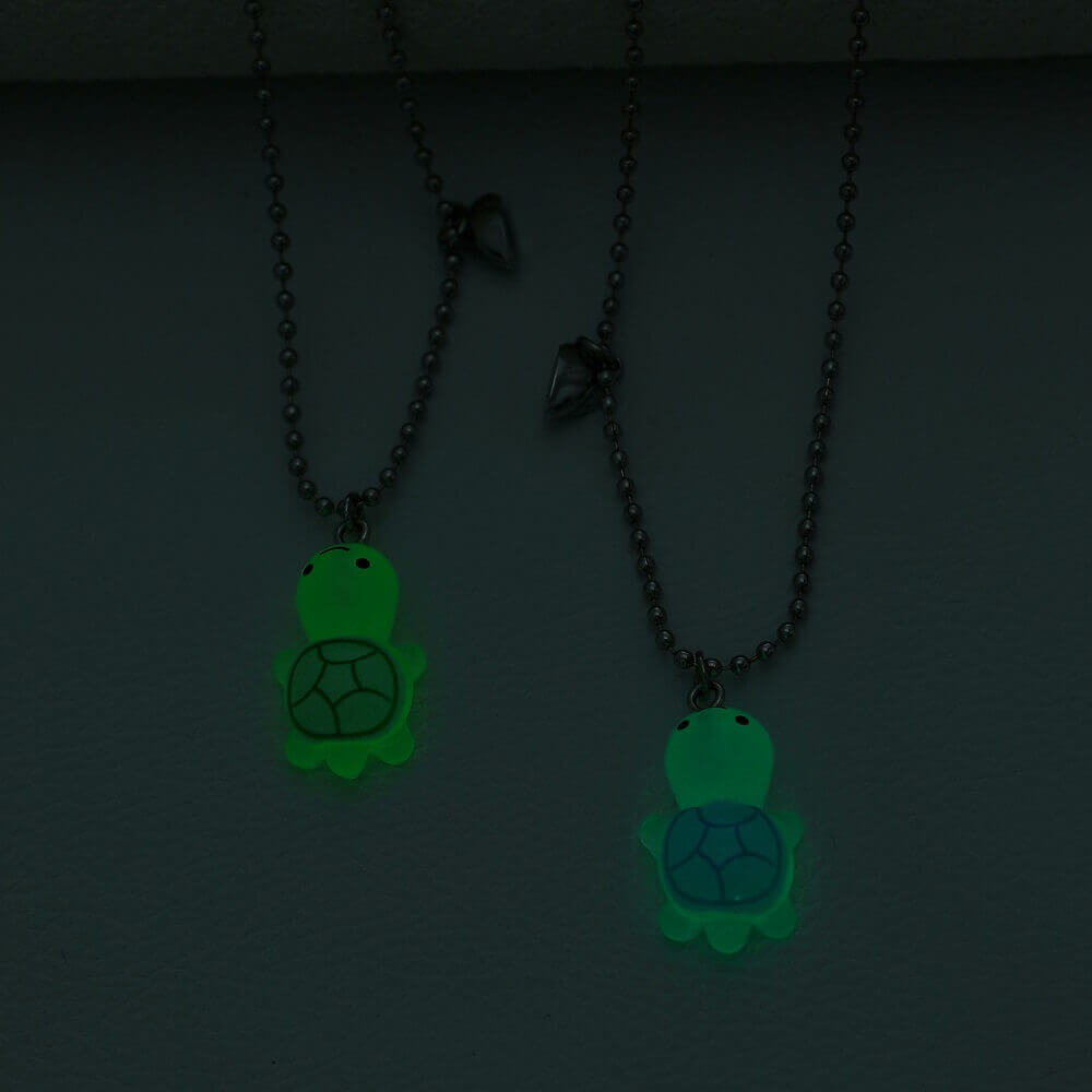 Glow-in-the-Dark Turtle BFF Necklaces - Magnetic