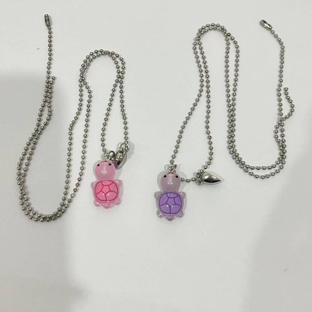 Glow-in-the-Dark Turtle BFF Necklaces - Magnetic