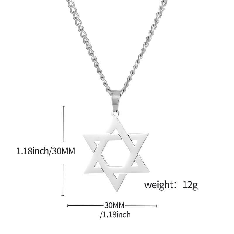 Hexagram Star Necklace Gold Silver Black