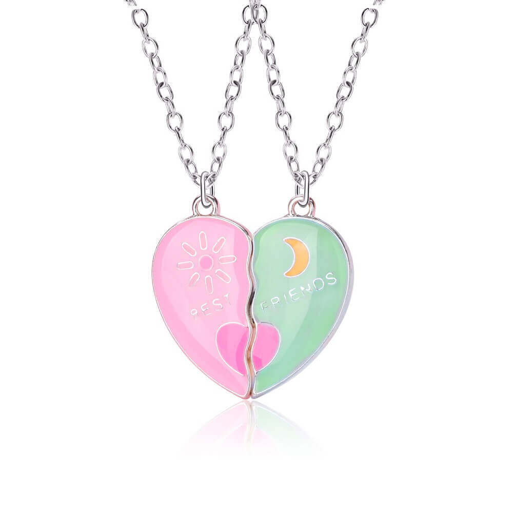 Kids Sun Moon Heart Necklaces - 2PCS