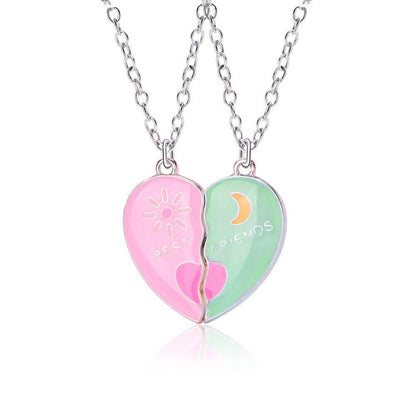 Kids Sun Moon Heart Necklaces - 2PCS