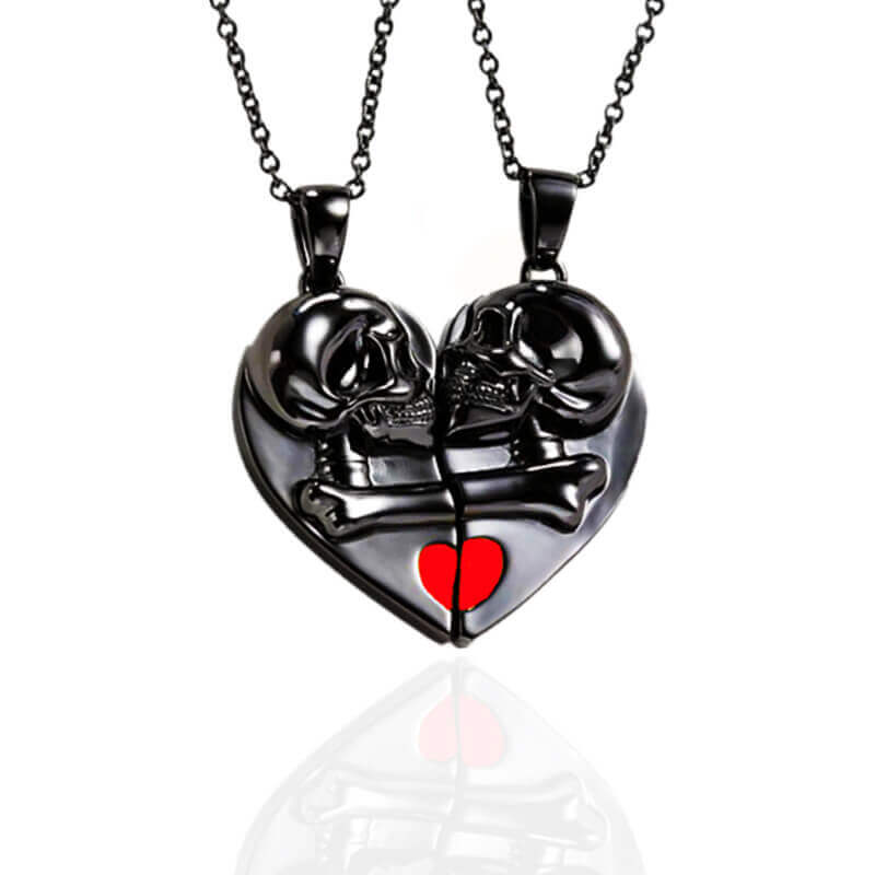 Love You Till Death Magnetic Skull Necklace