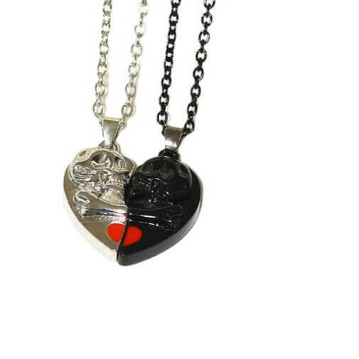 Love You Till Death Magnetic Skull Necklace