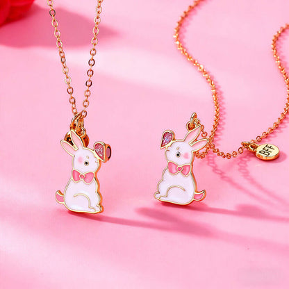 Magnetic BFF Rabbit Heart Necklaces