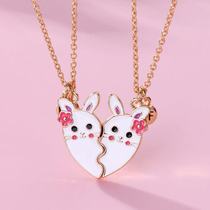 Magnetic Bunny Heart BFF Friendship Necklace Set
