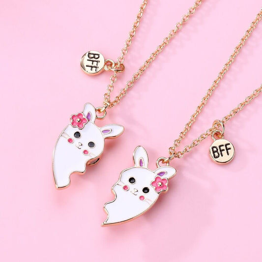 Magnetic Bunny Heart BFF Friendship Necklace Set