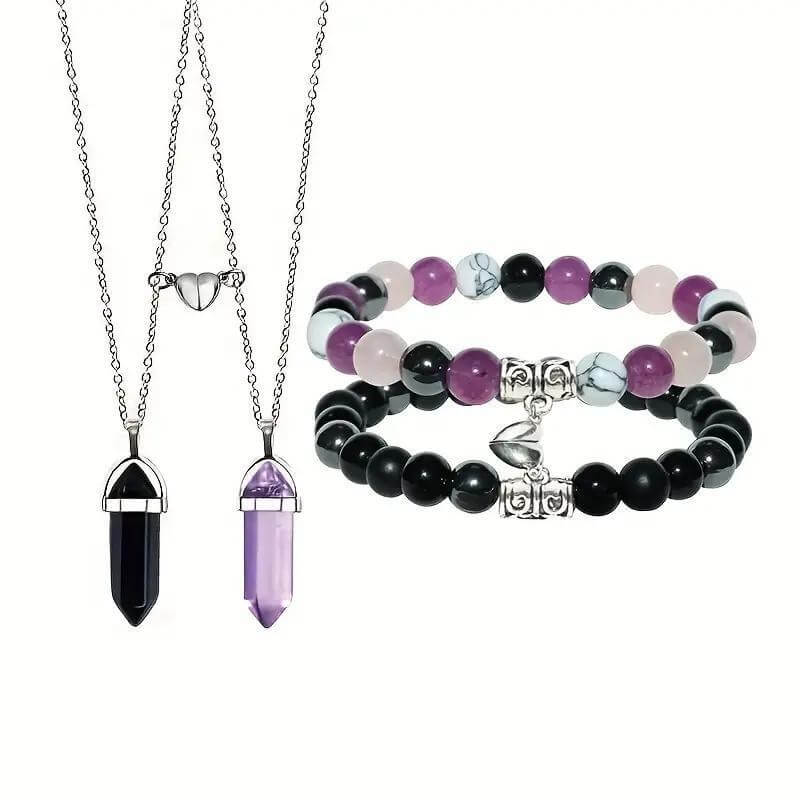 Magnetic Crystal Necklaces and Bracelets Sets