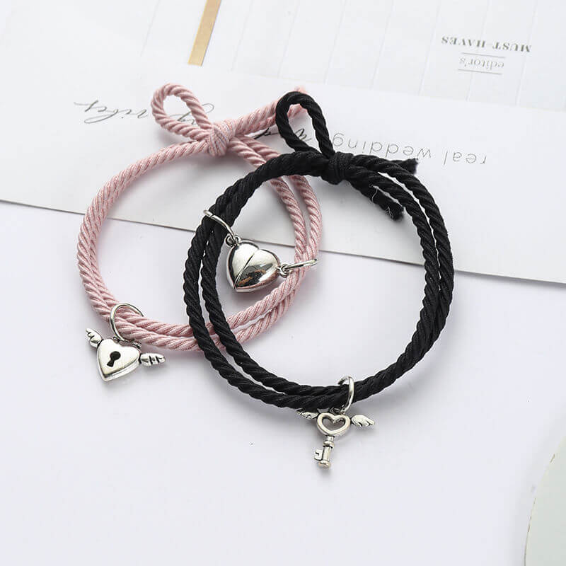 Magnetic Heart Lock Key BFF Bracelets Set - 2PCS