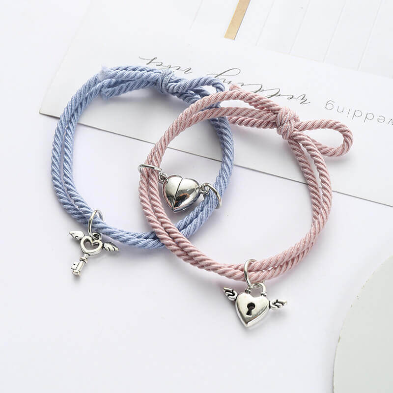 Magnetic Heart Lock Key BFF Bracelets Set - 2PCS