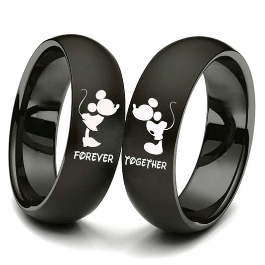 Mickey Mouse Kiss Forever Together Promise Wedding Bands