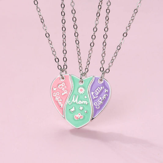 Mom Big Sister Little Sister Three People Necklace 3 Color