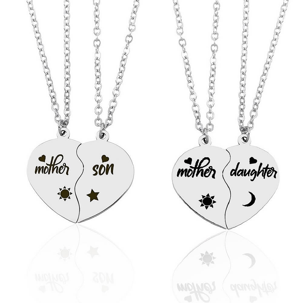 Mother & Kid Split Heart Necklaces