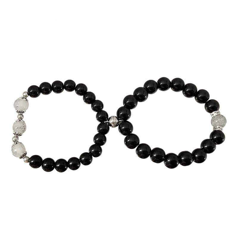 Black Energy Bead Couple Magnetic Bracelet