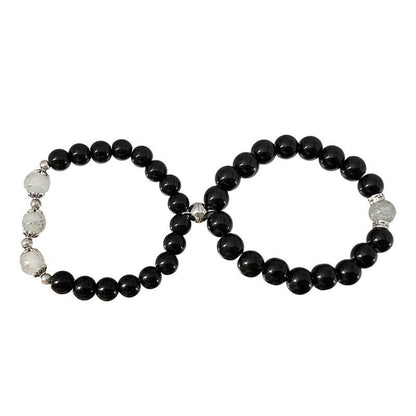 Black Energy Bead Couple Magnetic Bracelet