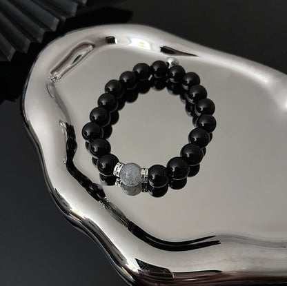 Black Energy Bead Couple Magnetic Bracelet