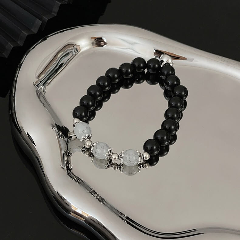 Black Energy Bead Couple Magnetic Bracelet