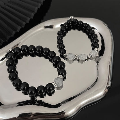 Black Energy Bead Couple Magnetic Bracelet
