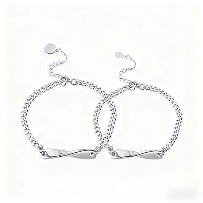 Personalized Engraved Couple Bracelets - Twisted Set with Customizable Text