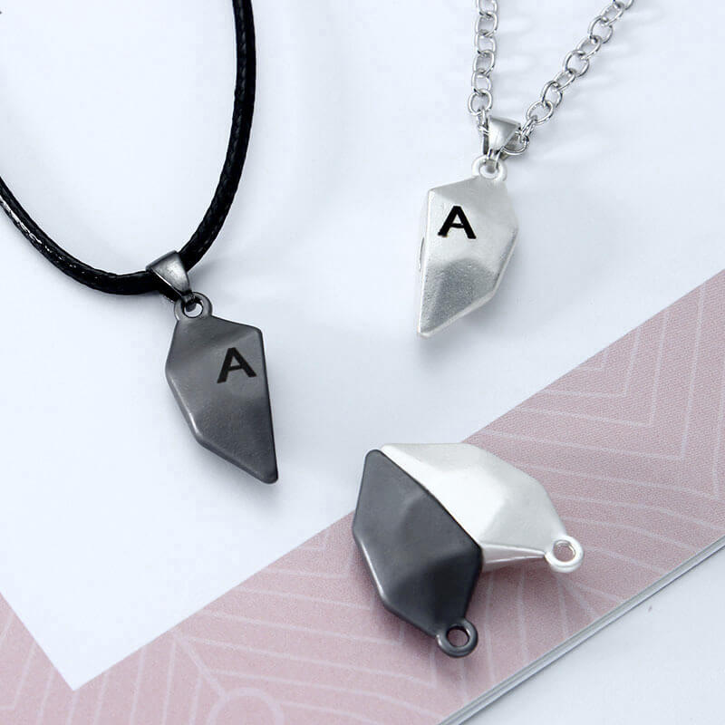 Custom Initial Magnetic Heart Necklaces for Couples & Best Friends