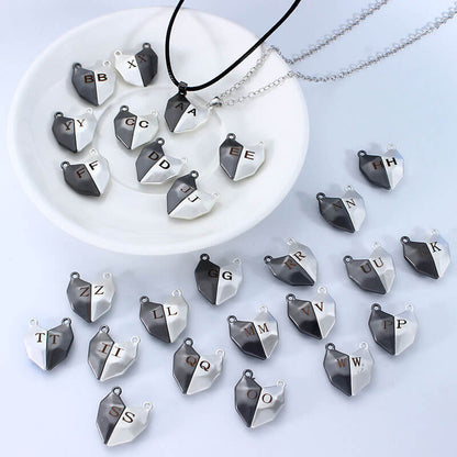 Custom Initial Magnetic Heart Necklaces for Couples & Best Friends