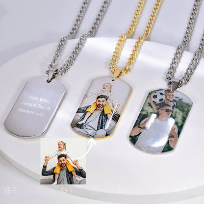 Personalized Necklaces for Father with Photo Text