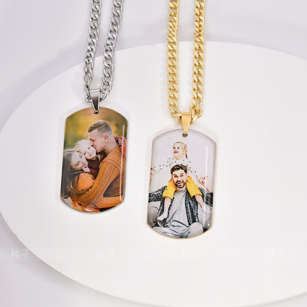 Personalized Necklaces for Father with Photo Text