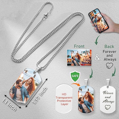 Personalized Necklaces for Father with Photo Text