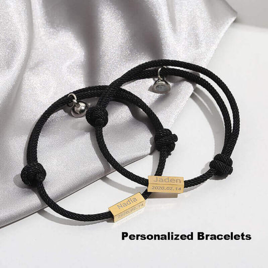 Custom Engraved Magnetic Bracelets for Two