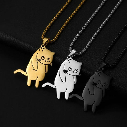 Playful Cat Trio Necklace Set - For 3 Best Friends