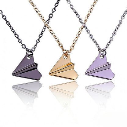 Sleek BFF Paper Plane Matching Necklaces - Shared Joy Pendant