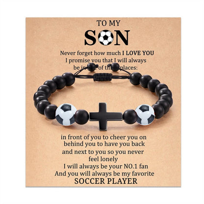 5 Styles Sports-Themed Cross Bracelets for Son