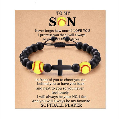 5 Styles Sports-Themed Cross Bracelets for Son