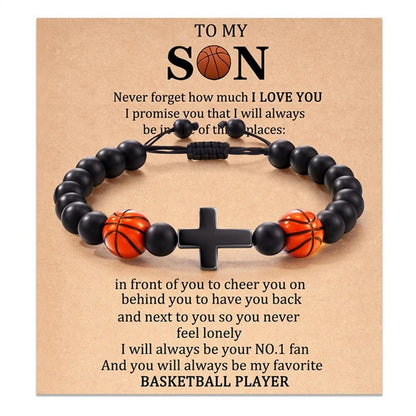 5 Styles Sports-Themed Cross Bracelets for Son