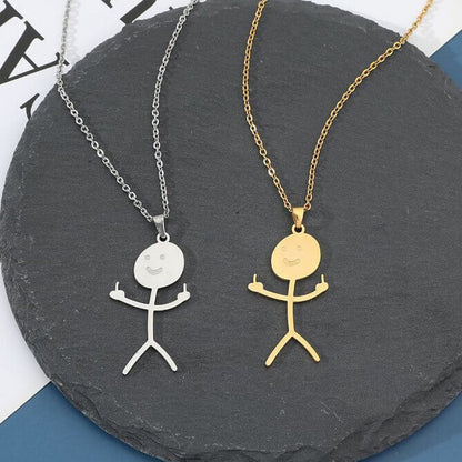 Stick Figure Bestie Necklace - Playful BFF Gift