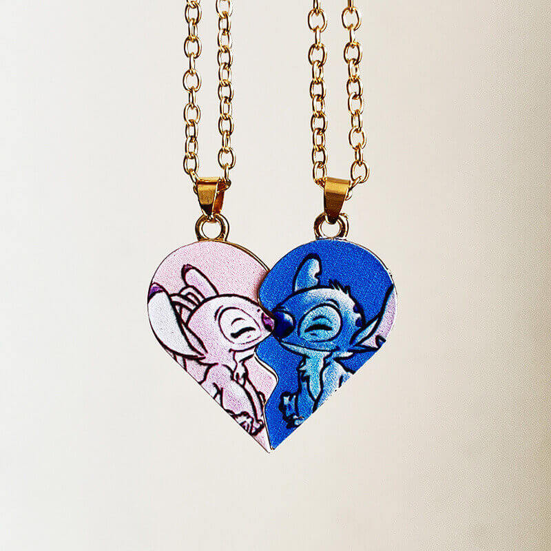 Stitch and Angel Heart Magnetic Necklace